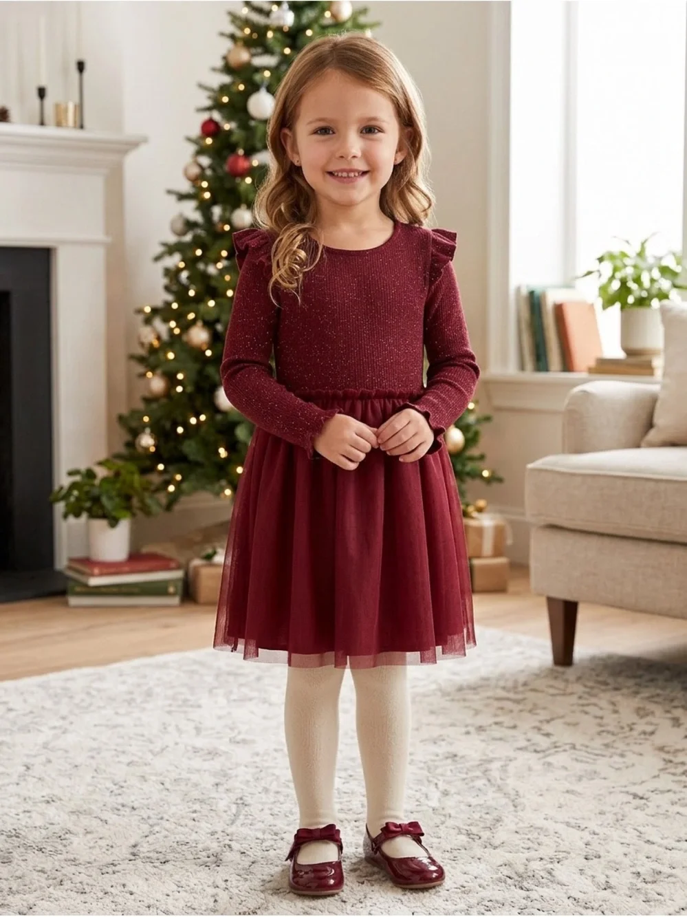 Old Navy Vibrant Red Ruffle Kids Dress